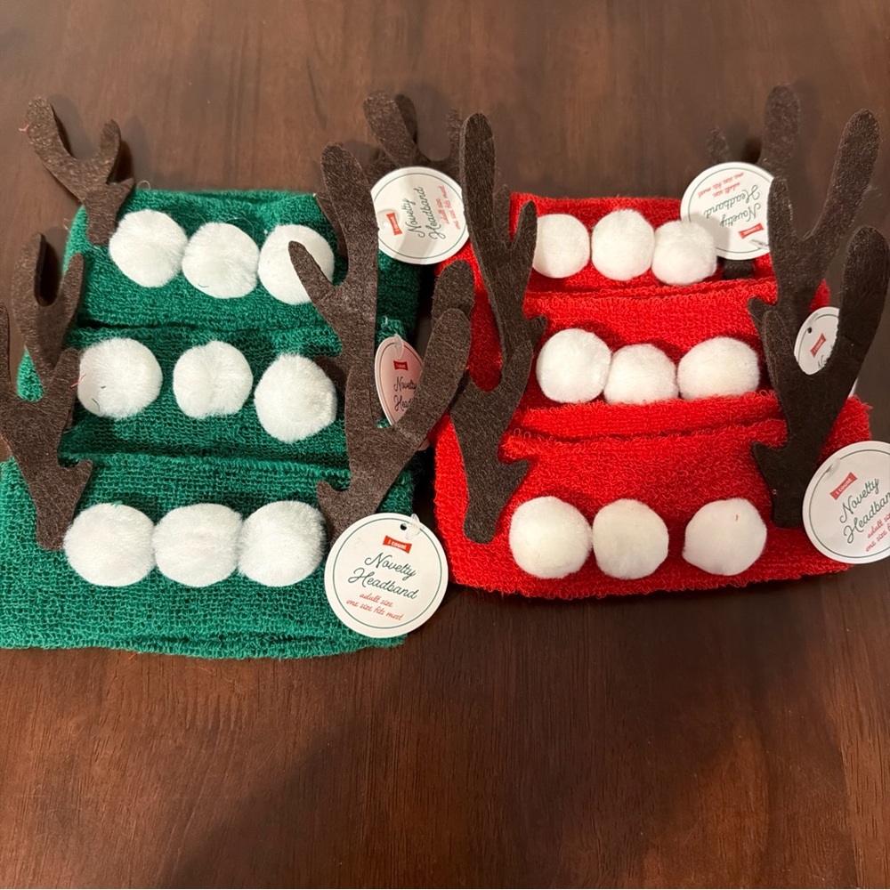 Lot Of 6 Brand New Christmas Novelty Headbands Reindeer Green And Red